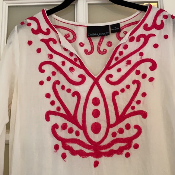 NWOT CYNTHIA ROWLEY S 💯COTTON EMBROIDERED BEACH COVER OR TUNIC TOP🏖 - Picture 4 of 7